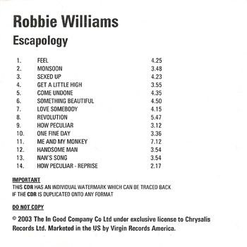 Escapology [US] [Acetate] [CD-R]