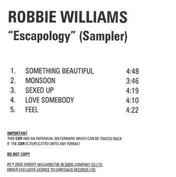 Escapology (Sampler) [Colombie] [Acetate] [CD-R]