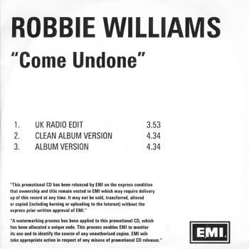 Come Undone [Europe] [Acetate] [CD]