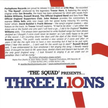 Three Lions 2010 [UK] [Promo] [CD]