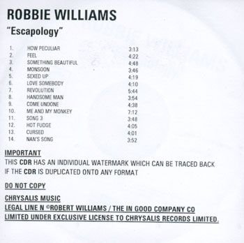 Escapology [Europe] [Acetate] [CD-R]